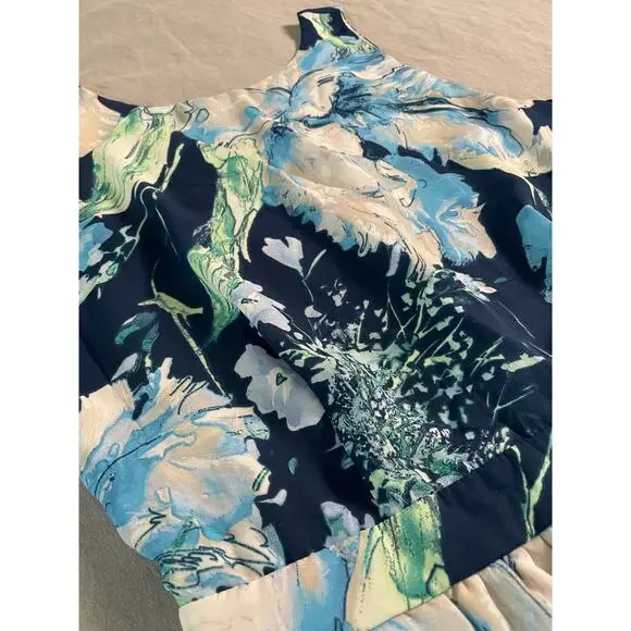 One Clothing Los Angeles SZ M Blue Floral Sleeveless Shorts Summer Beach Romper - Picture 2 of 7